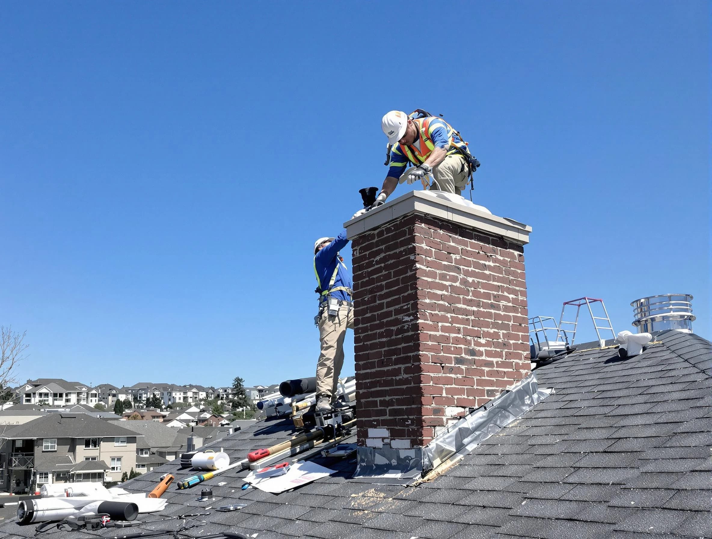 Guadalupe Chimney Sweep repairing a chimney crown in Guadalupe, AZ