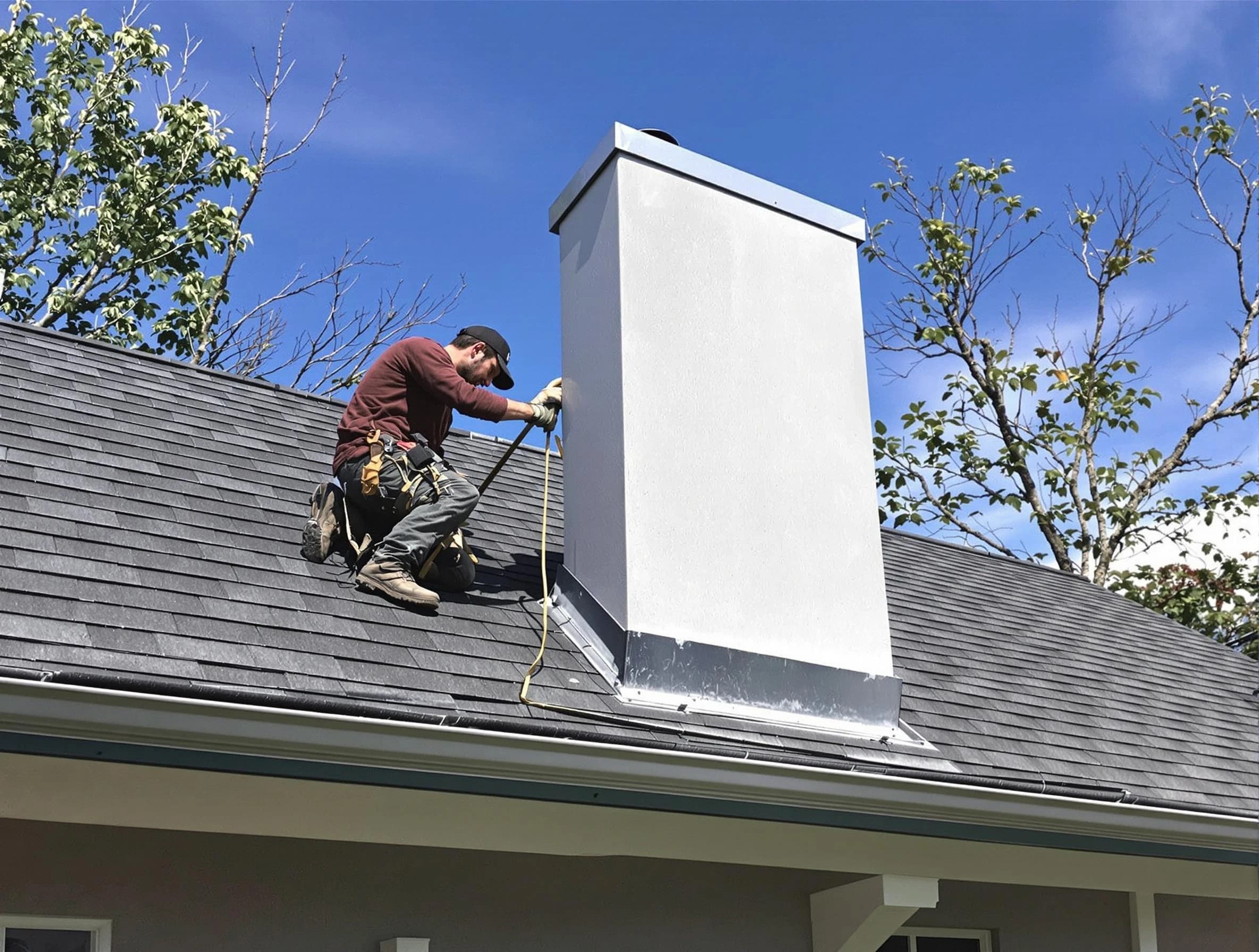 Guadalupe Chimney Sweep team member finishing chimney construction in Guadalupe, AZ