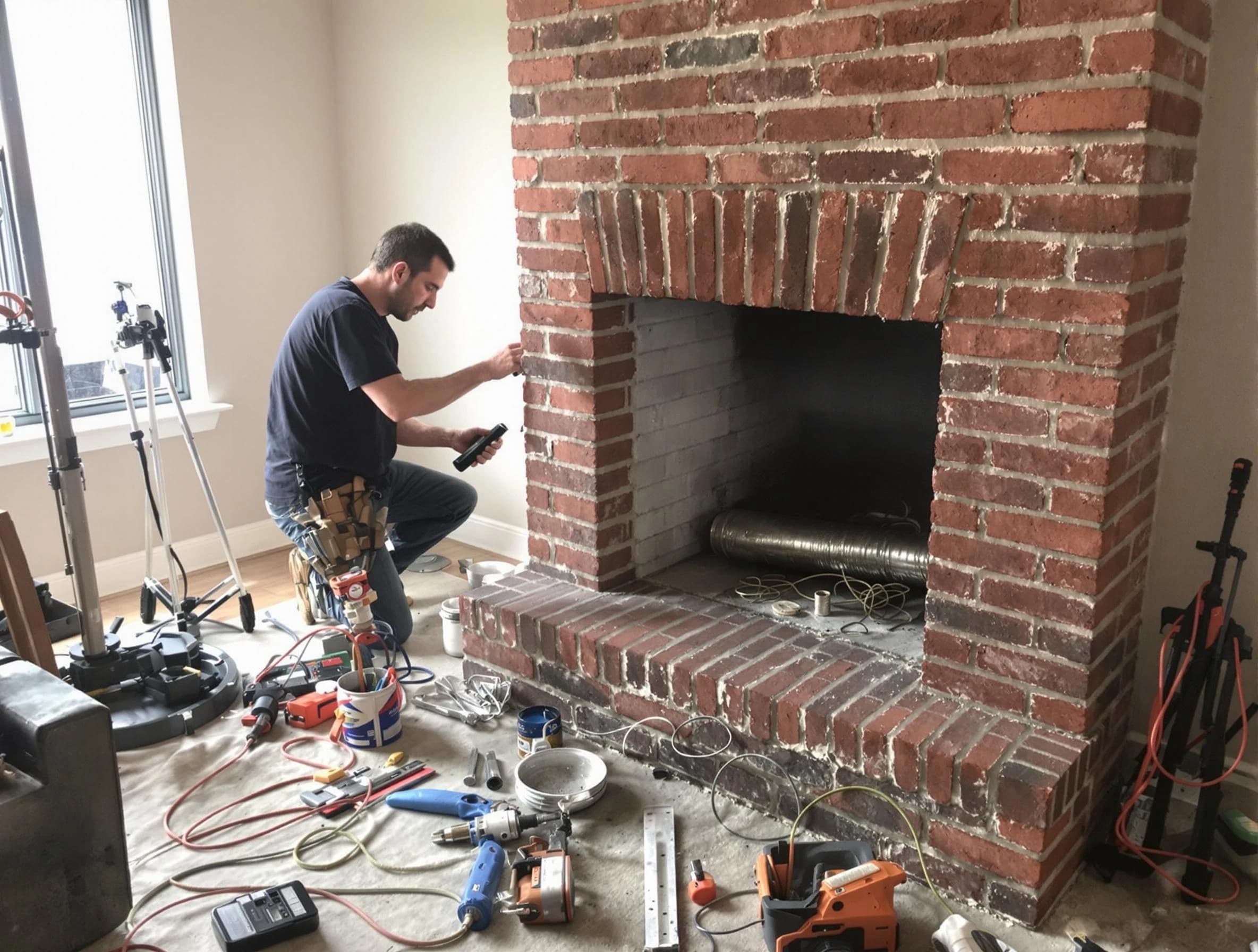 Guadalupe Chimney Sweep specialist finalizing chimney liner service in Guadalupe, AZ