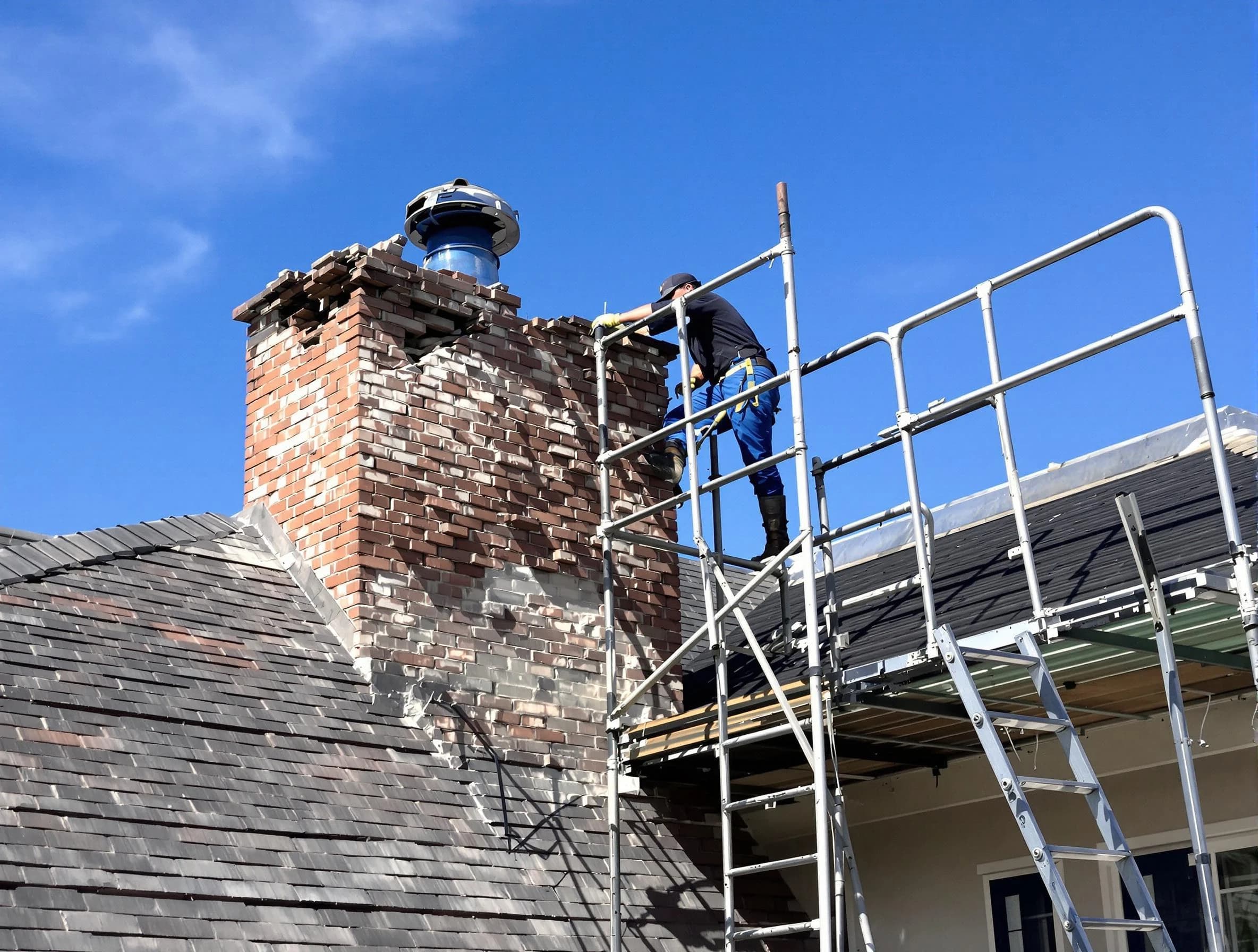 Rebuilding a chimney structure by Guadalupe Chimney Sweep in Guadalupe, AZ