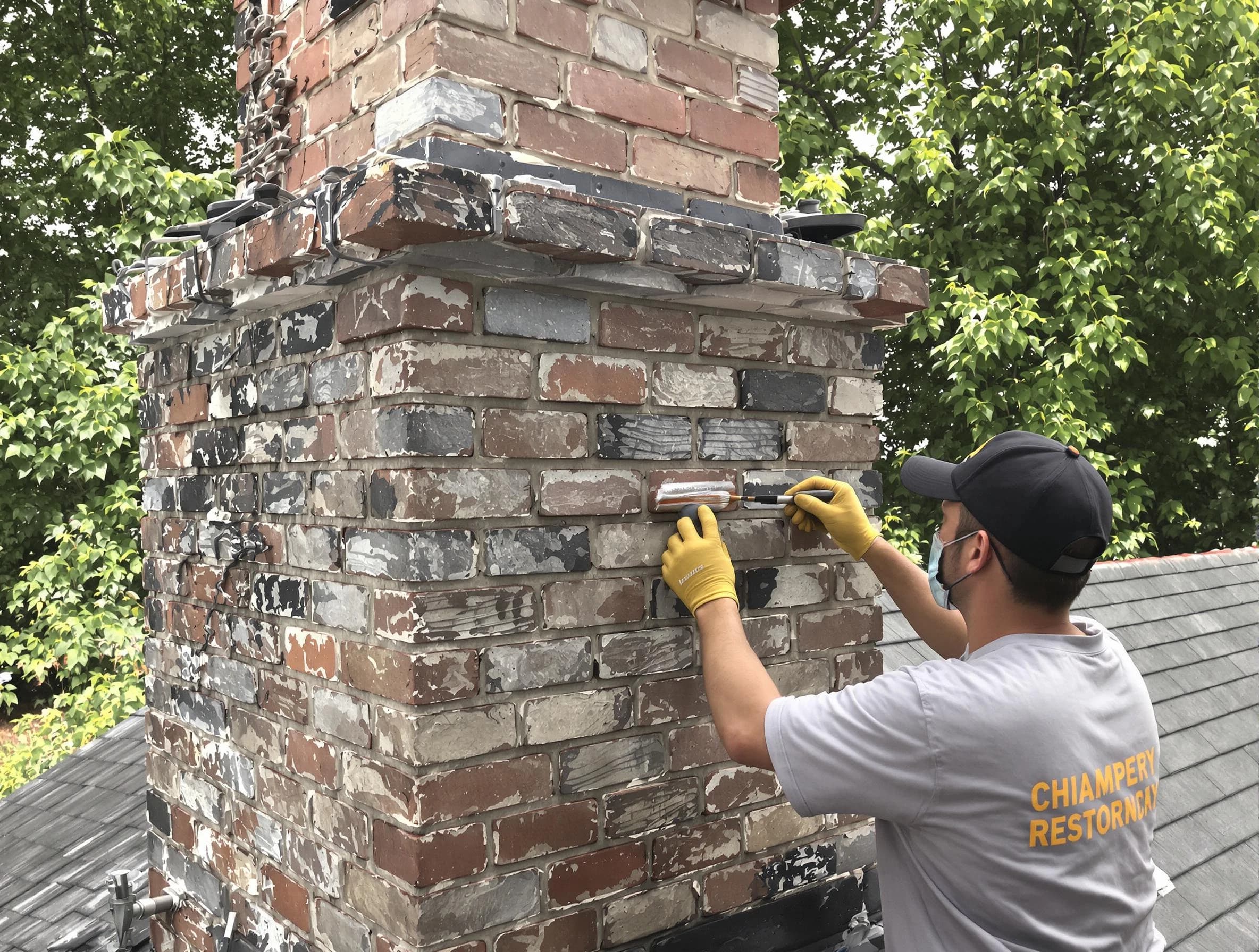 In-progress chimney restoration by Guadalupe Chimney Sweep in Guadalupe, AZ