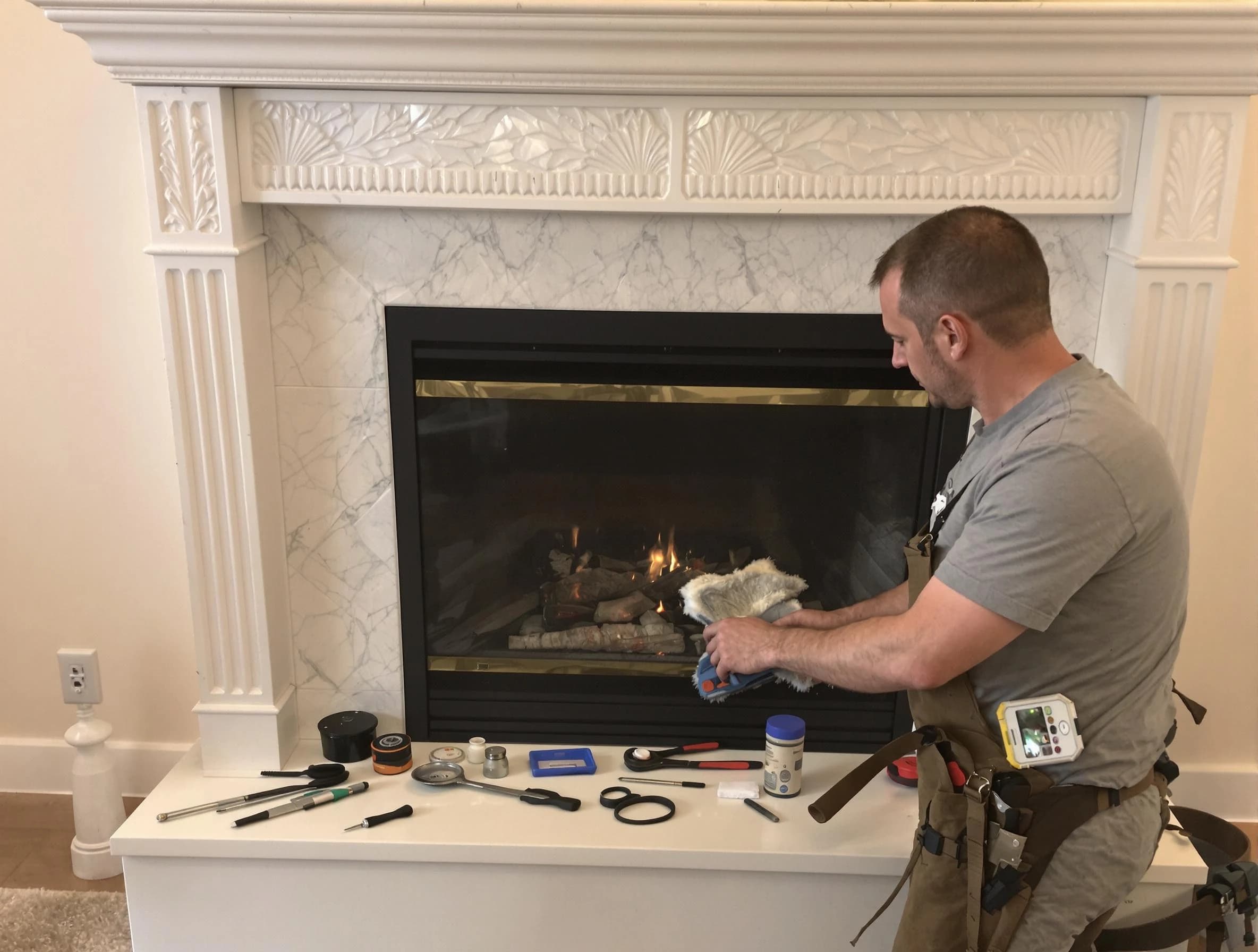 Guadalupe Chimney Sweep performing fireplace maintenance in Guadalupe, AZ